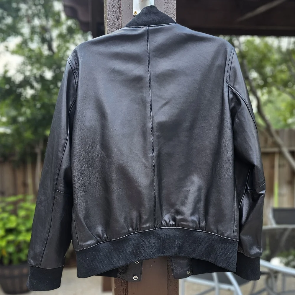 EMPORIO Armani black butter soft leather bomber jacket  M - Picture 6 of 16